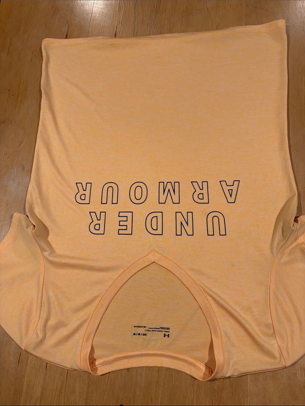 Under Armour ~ Light Gold Yellow Navy Logo Short Sleeve Tee